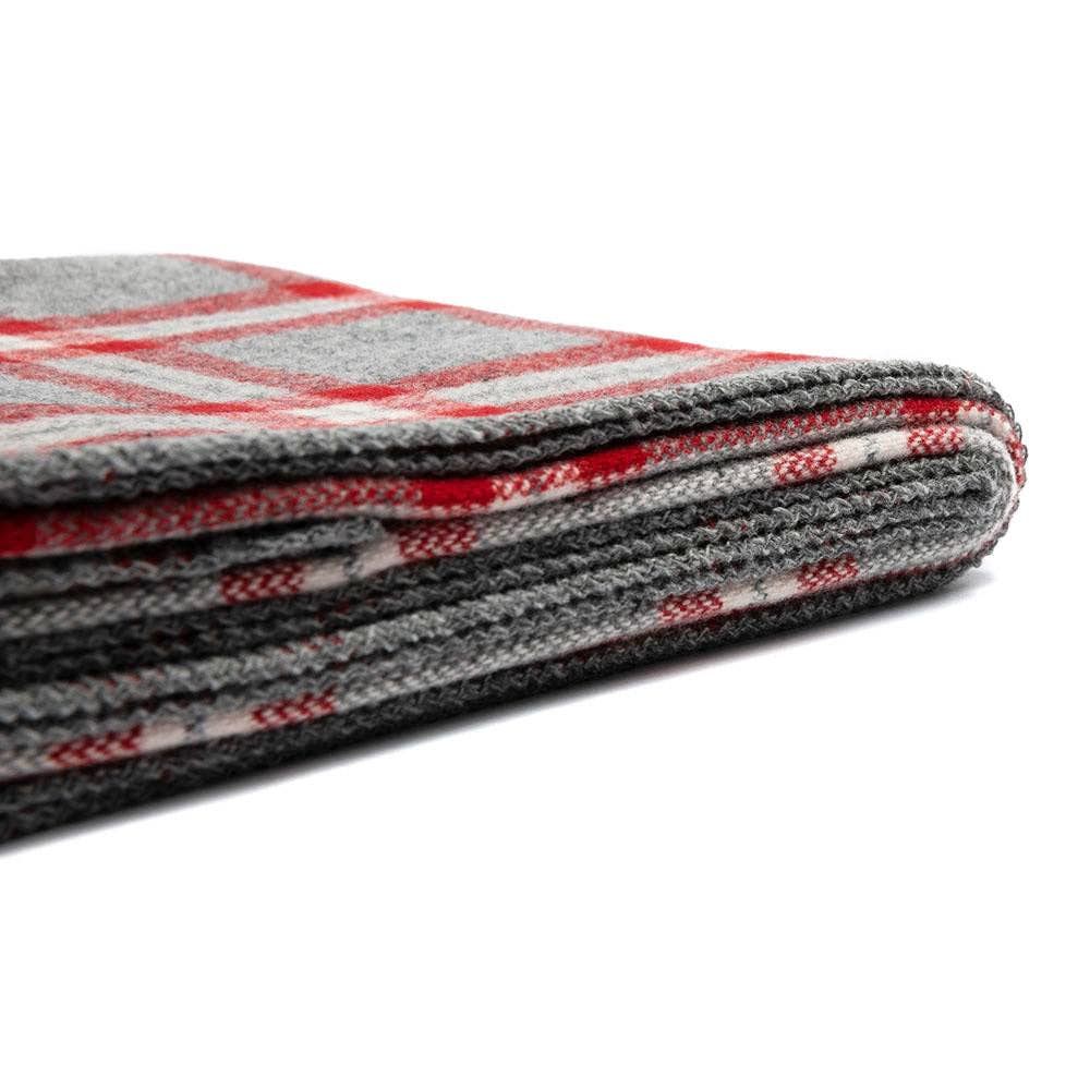 Minnehaha Falls Wool Throw Blanket: Red/Gray