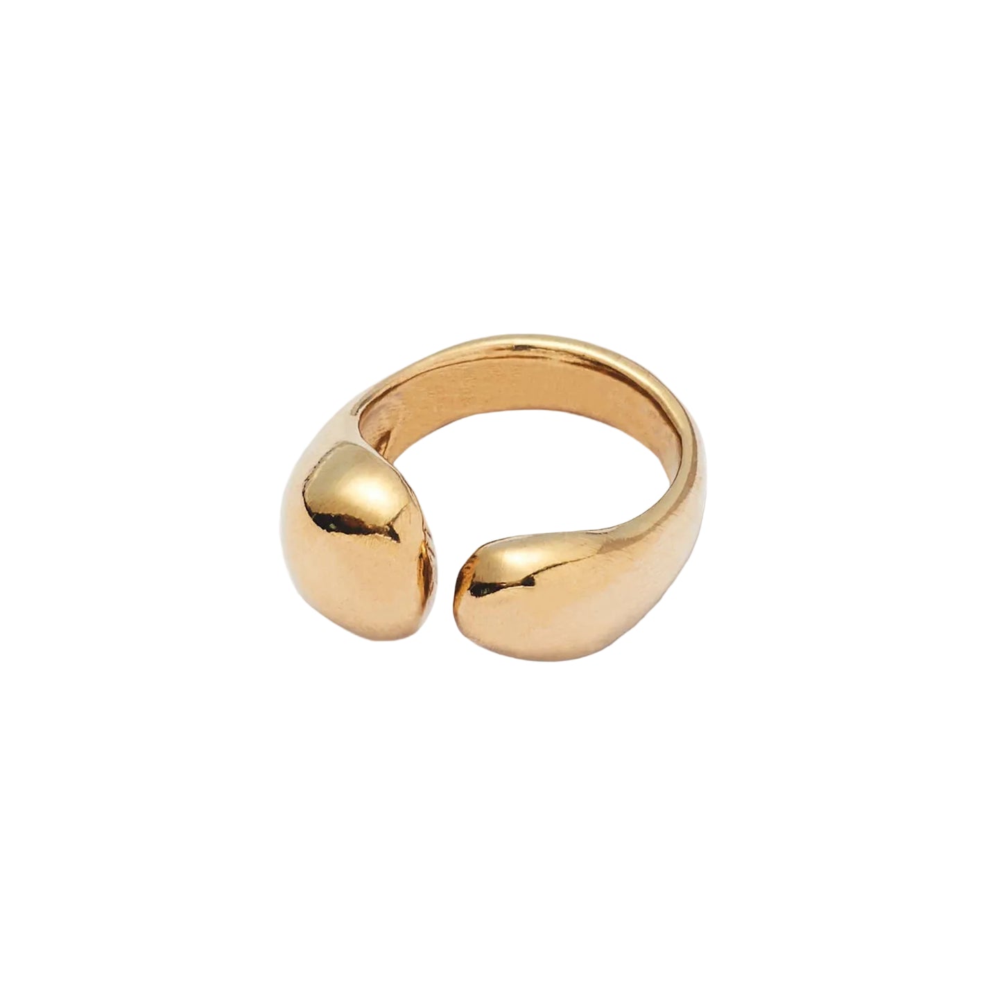 Gold open ring on a white background