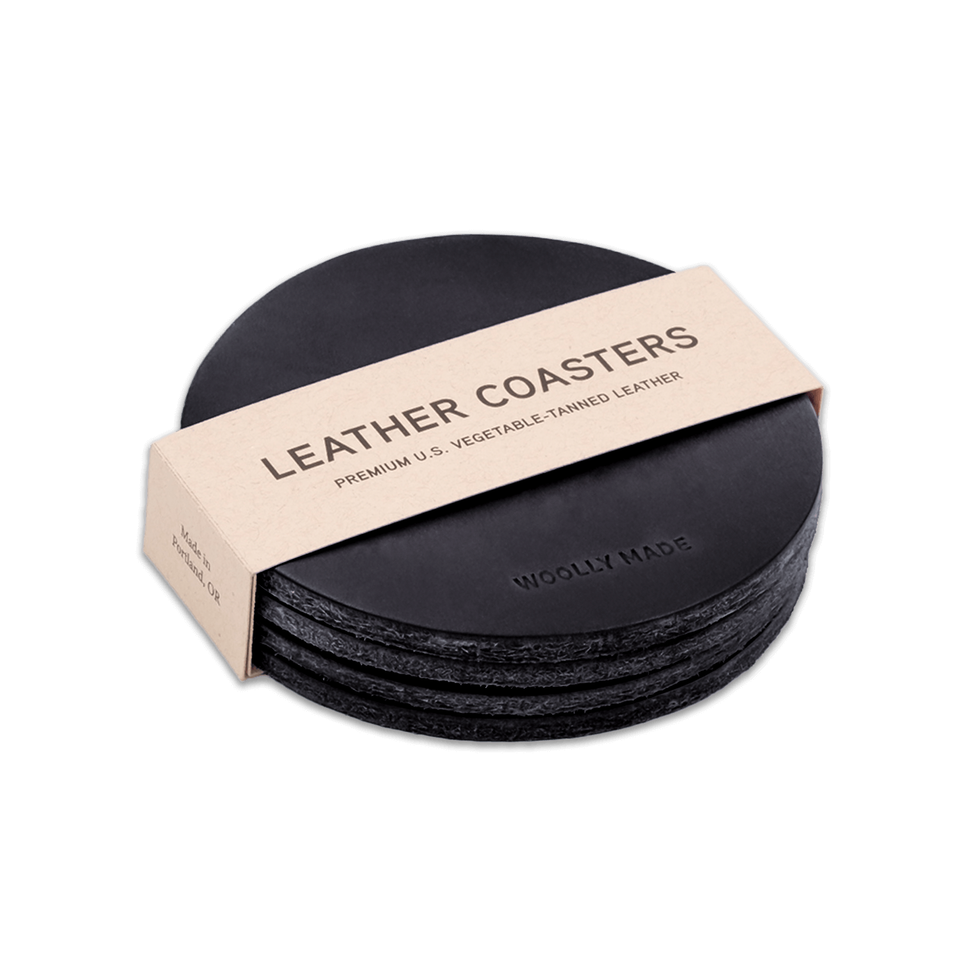 Woolly Made Leather Coasters (Set of 4)