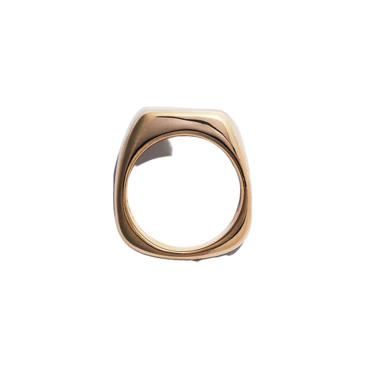 Gold and black ring on a white background