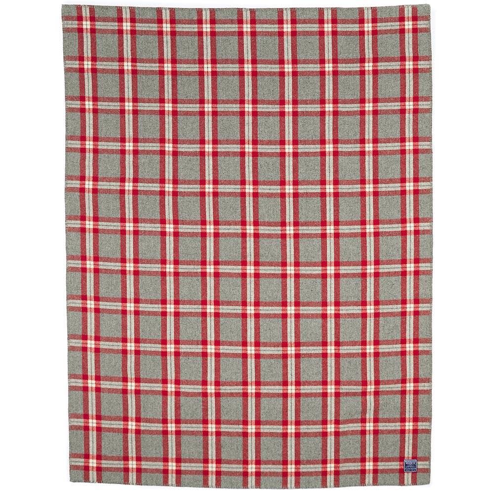 Minnehaha Falls Wool Throw Blanket: Red/Gray