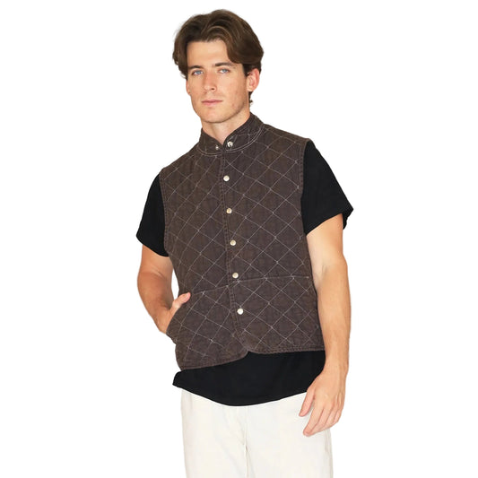 Quilted Snap Vest - Espresso