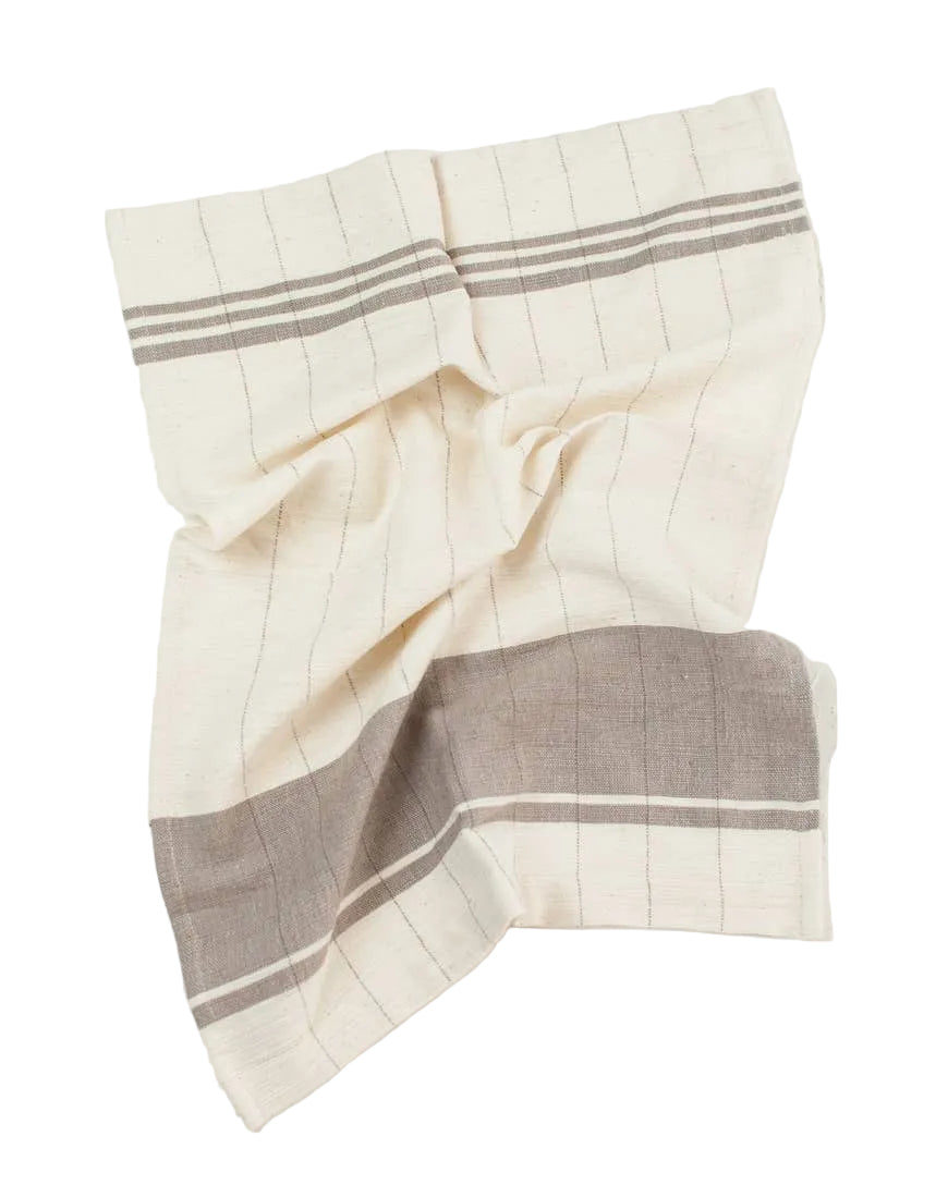 Textured fabric with horizontal stripes on a white background