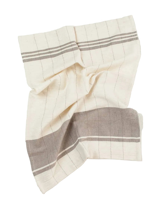 Textured fabric with horizontal stripes on a white background