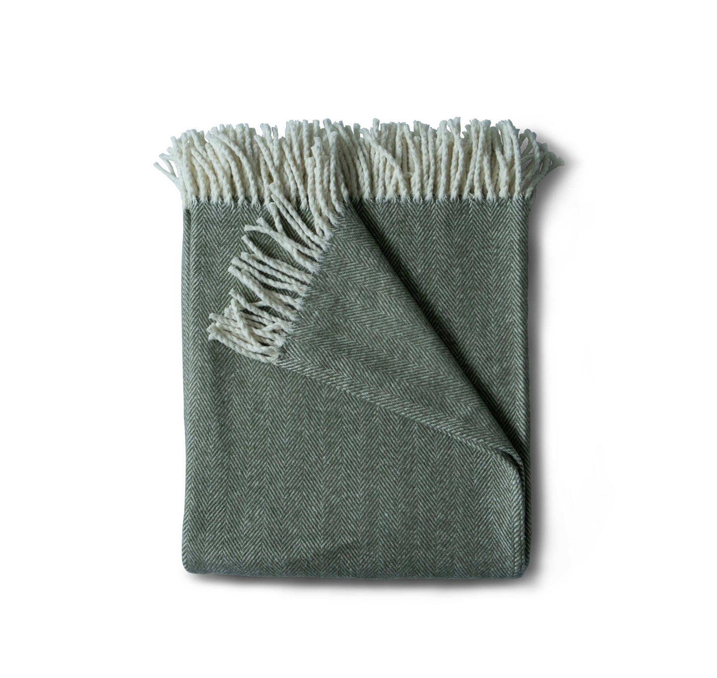Cotton Herringbone Throw - Fern