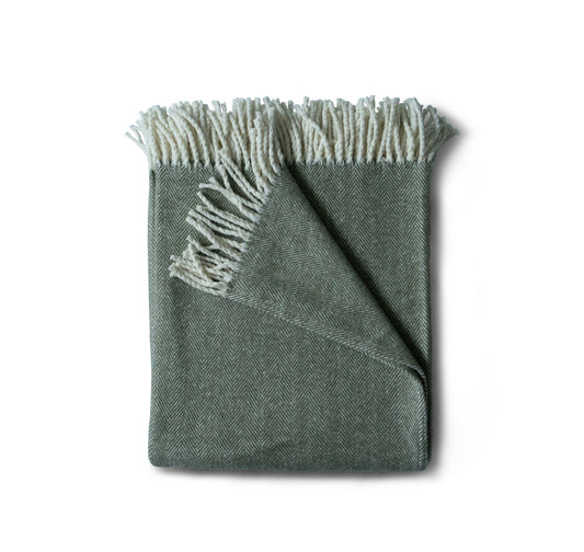 Cotton Herringbone Throw - Fern