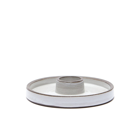 Stripe Collection Candle Holder - White