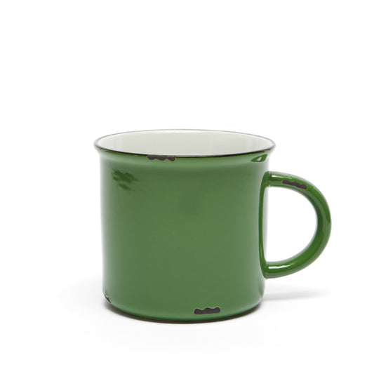 green tinware ceramic mug