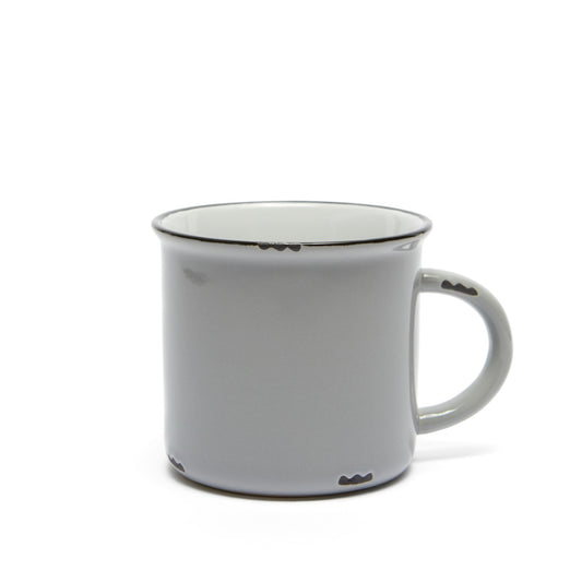 light grey tinware ceramic mug