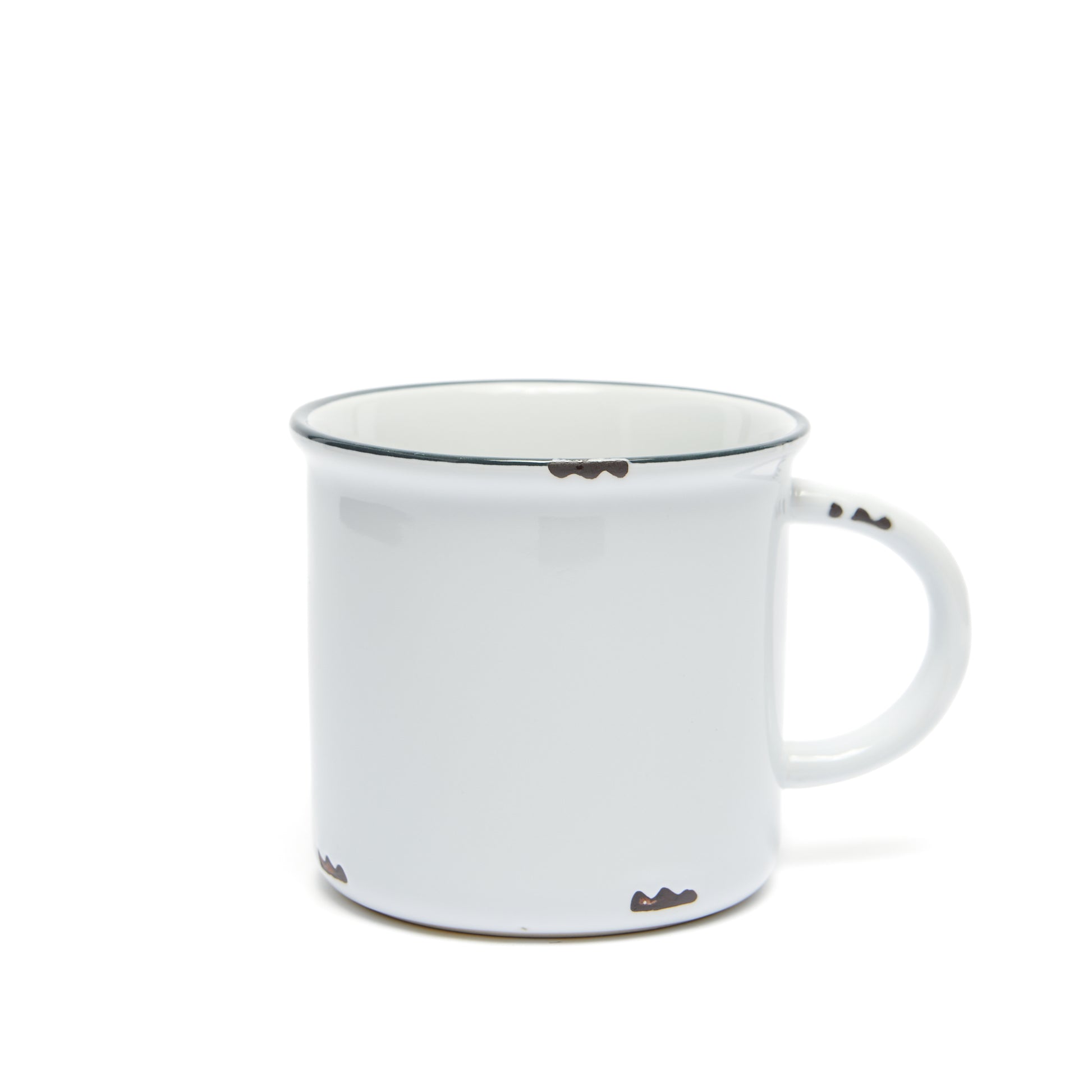 white tinware ceramic mug