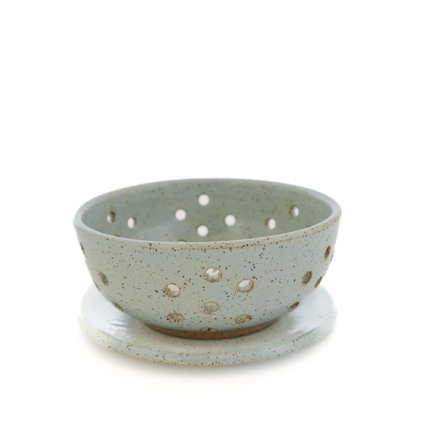 Small Ceramic Berry Bowl with Saucer - Light Blue