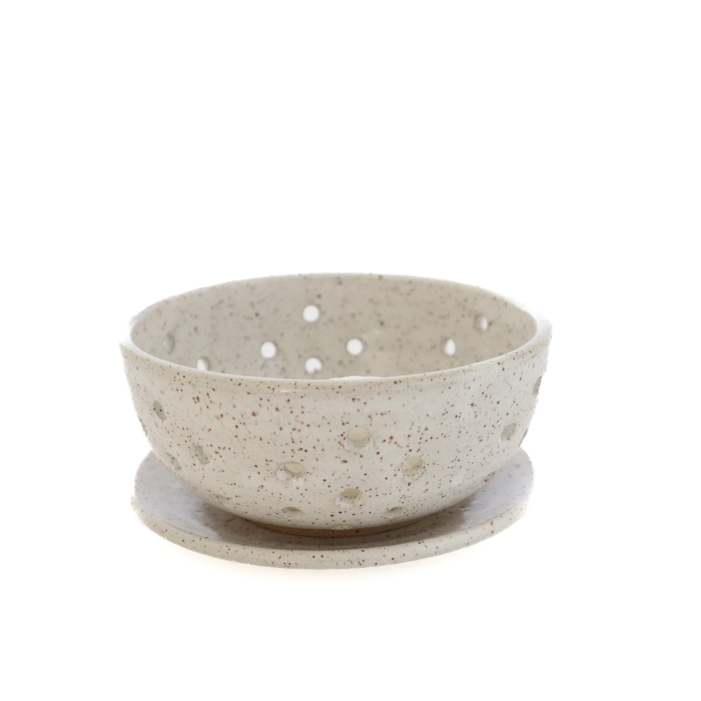 Small Ceramic Berry Bowl with Saucer - White