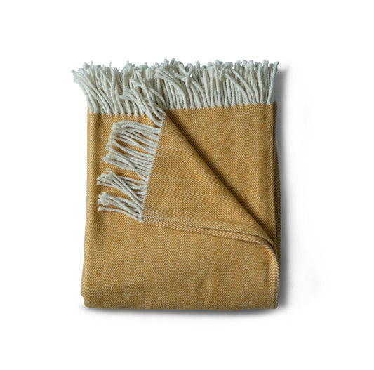 Cotton Herringbone Throw - Goldenrod